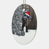 Cute Miniature Schnauzer kerstversiering Keramisch Ornament (Links)
