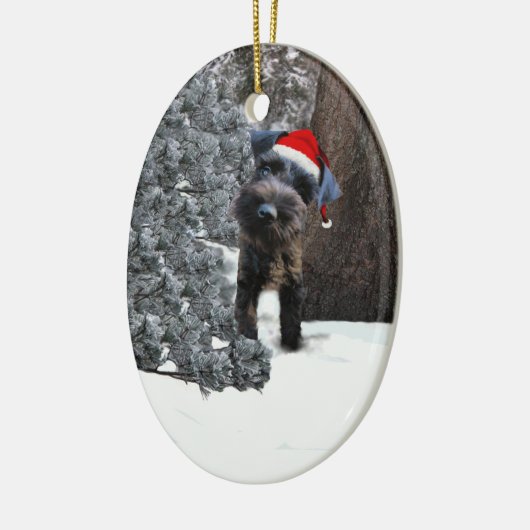 Cute Miniature Schnauzer kerstversiering Keramisch Ornament (Links)