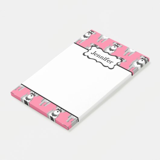 Cute Miniature Schnauzer Puppy Pattern Post-it® Notes (Schuin)