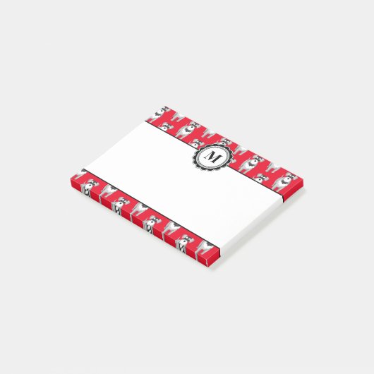 Cute Miniature Schnauzer Puppy Pattern Post-it® Notes (Schuin)