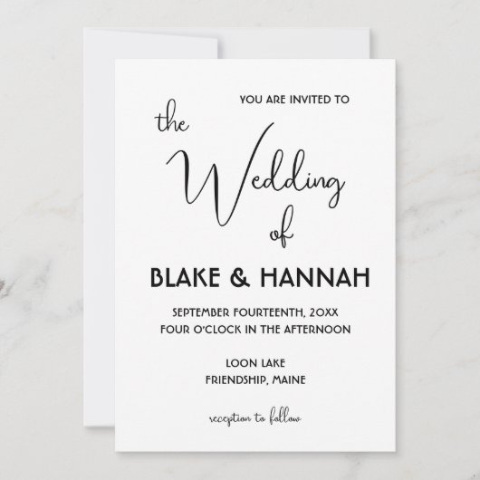 Cute Minimal Boho Wedding Handgeschreven Lettertyp Kaart (Voorkant)