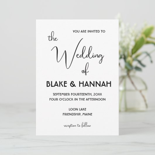 Cute Minimal Boho Wedding Handgeschreven Lettertyp Kaart (Staand voorkant)