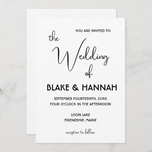 Cute Minimal Boho Wedding Handgeschreven Lettertyp Kaart (Voorkant / Achterkant)