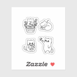 Cute Minimal Cat Line Art – Cozy Everyday Kitty  Sticker