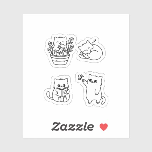 Cute Minimal Cat Line Art – Cozy Everyday Kitty  Sticker (Vel)