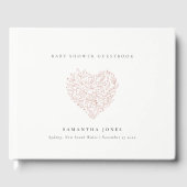 Cute Minimal Dusky Blush Floral Heart Baby shower Gastenboek (Voorkant)