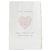 Cute Minimal Dusky Blush Floral Heart Baby shower Medium Cadeauzakje (Achterkant)