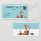 Cute Minimal Fox en Friends Visitekaartje (Voorkant / Achterkant)