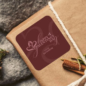 Cute Minimal Modern Maroon Script Galentines Day Vierkante Sticker