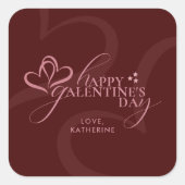 Cute Minimal Modern Maroon Script Galentines Day  Vierkante Sticker (Voorkant)