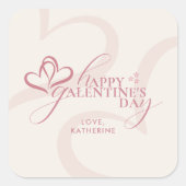 Cute Minimal Modern Pink Cream Script Galentine's Vierkante Sticker (Voorkant)