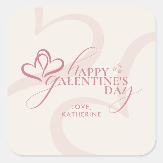 Cute Minimal Modern Pink Cream Script Galentine's Vierkante Sticker (Voorkant)