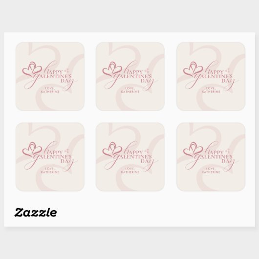 Cute Minimal Modern Pink Cream Script Galentine's  Vierkante Sticker (Vel)