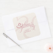 Cute Minimal Modern Pink Cream Script Galentine's Vierkante Sticker (Envelop)