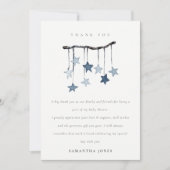 Cute Minimal Star Mobile Blue Boy Baby shower Bedankkaart (Voorkant)