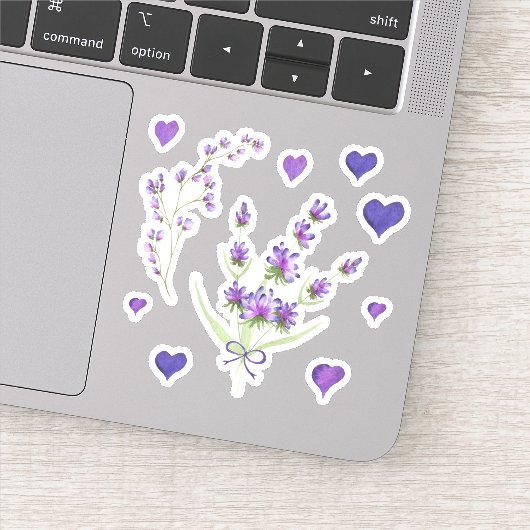 Cute Minimal Waterverf Provence delicaat grove lav Sticker (Detail)