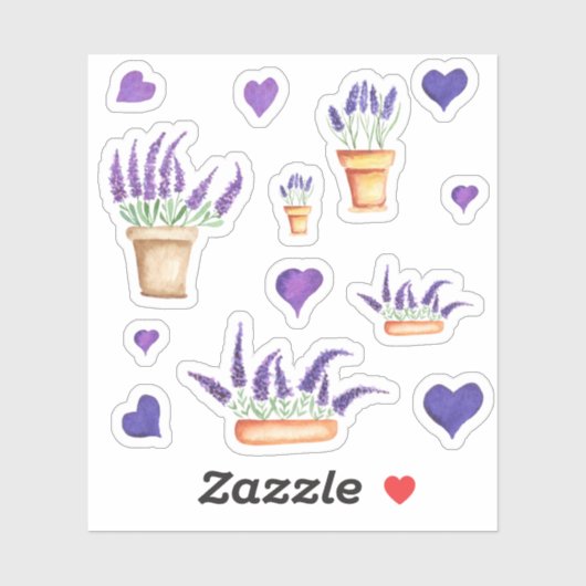 Cute Minimal Waterverf Provence delicaat grove lav Sticker (Vel)