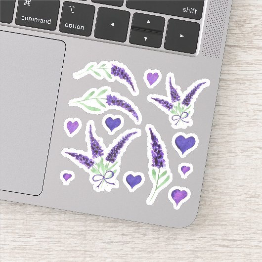 Cute Minimal Waterverf Provence delicaat grove lav Sticker (Detail)