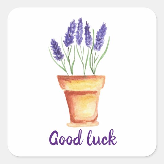 Cute Minimal Waterverf Provence delicaat grove lav Vierkante Sticker (Voorkant)