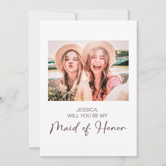 Cute Minimalist Bent u mijn Maid Honing Photo Kaart (Voorkant)