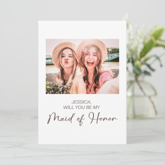 Cute Minimalist Bent u mijn Maid Honing Photo Kaart (Staand voorkant)