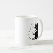 Cute Minimalist Black & White Cat Love Design Koffiemok (Voorkant rechts)