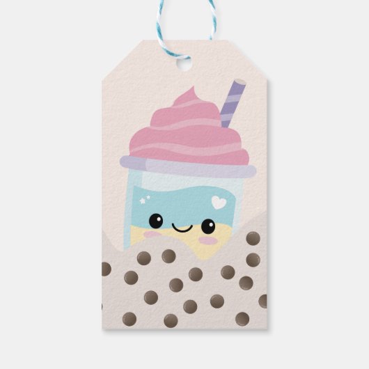 Cute Minimalist Boba Bubble Milk Tea Dank u Label Cadeaulabel (Achterkant)