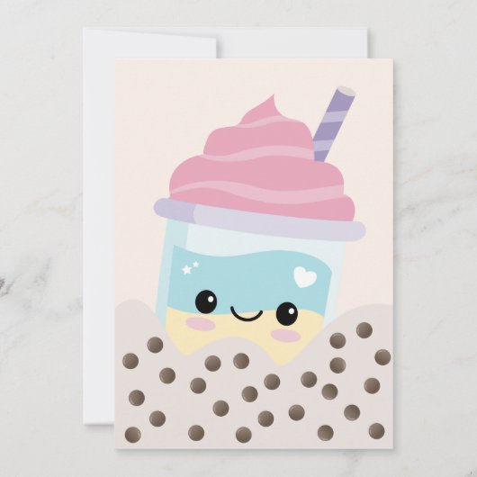 Cute Minimalist Boba Bubble Milk Tea Kaart (Achterkant)