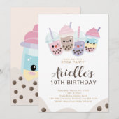 Cute Minimalist Boba Bubble Milk Tea Kaart (Voorkant / Achterkant)