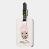 Cute Minimalist Boba Bubble Tea Bagagelabel (Voorkant verticaal)
