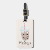 Cute Minimalist Boba Bubble Tea Bagagelabel (Voorkant verticaal)