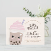 Cute Minimalist Boba Bubble Tea Birthday Kaart (Staand voorkant)