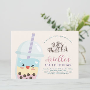 Cute Minimalist Boba Bubble Tea Birthday Kaart