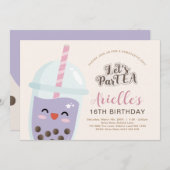 Cute Minimalist Boba Bubble Tea Birthday Kaart (Voorkant / Achterkant)