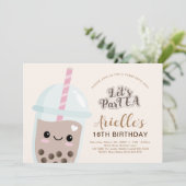 Cute Minimalist Boba Bubble Tea Birthday Kaart (Staand voorkant)