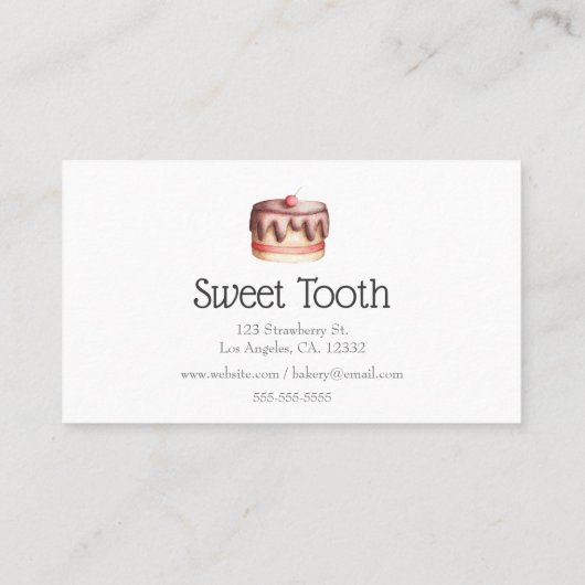 Cute Minimalist Cake Bakery geïllustreerd Visitekaartje (Achterkant)