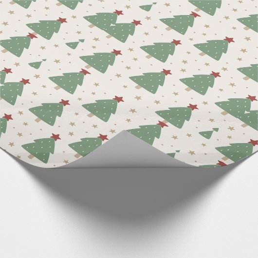 Cute Minimalist Christmas Tree Pattern – Festive Cadeaupapier (Hoek)