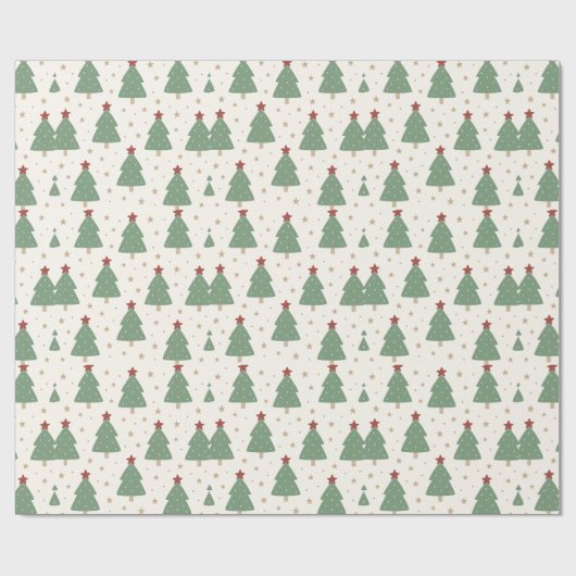Cute Minimalist Christmas Tree Pattern – Festive Cadeaupapier (Vlak)