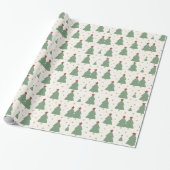 Cute Minimalist Christmas Tree Pattern – Festive Cadeaupapier (Uitgerold)