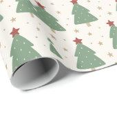 Cute Minimalist Christmas Tree Pattern – Festive Cadeaupapier (Rol Hoek)