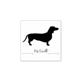 Cute Minimalist Dachshund Custom Name Rubberstempel (Afrduk)