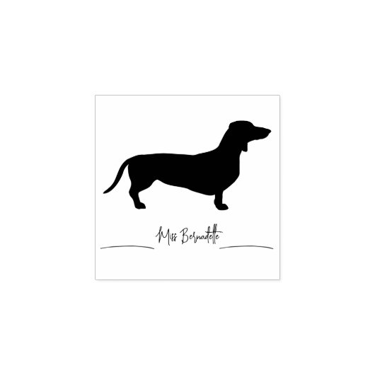 Cute Minimalist Dachshund Custom Name Rubberstempel (Afrduk)