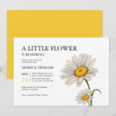 Cute Minimalist Daisy Flower Baby shower Girl Kaart (Voorkant / Achterkant)