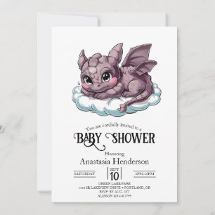 Cute Minimalist Digital Dragon Baby Shower Kaart