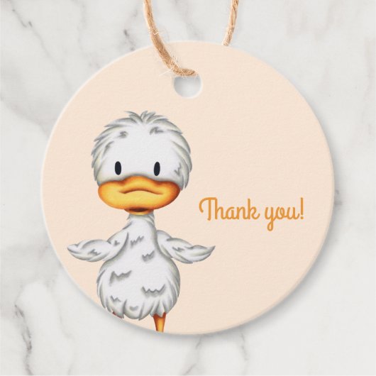 Cute minimalist duck illustration thank you bedankjes labels (Voorkant)