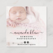 Cute minimalist fotograaf camera aangepaste foto vierkante visitekaartje (Voorkant)