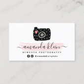 Cute minimalist fotograaf camera aangepaste foto visitekaartje (Voorkant)
