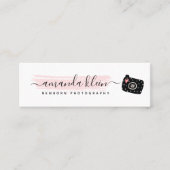 Cute minimalist fotograaf camera zwart & roze mini visitekaartje (Voorkant)