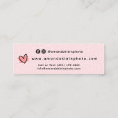 Cute minimalist fotograaf camera zwart & roze mini visitekaartje (Achterkant)