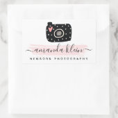 Cute minimalist fotograaf camera zwart & roze rechthoekige sticker (Tas)